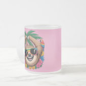 Kawaii Tropical Sloth – Cute Summer Vibes Rainbow Mattglastasse (Vorderseite Links)