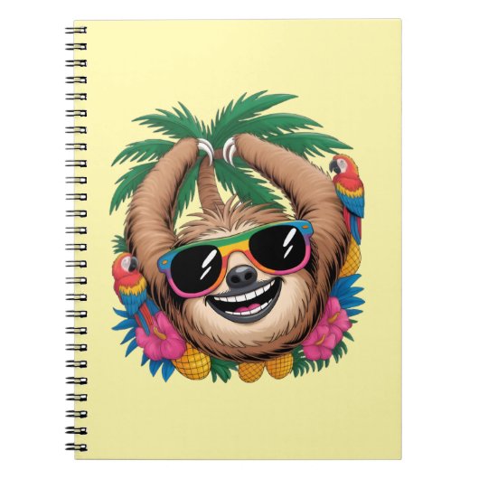 Kawaii Tropical Sloth – Cute Summer Vibes Rainbow Notizblock (Vorderseite)