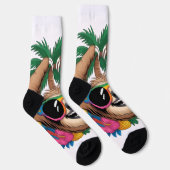 Kawaii Tropical Sloth – Cute Summer Vibes Rainbow Socken (Rechts)
