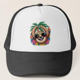 Kawaii Tropical Sloth – Cute Summer Vibes Rainbow Truckerkappe