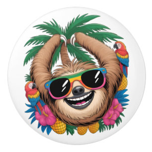 Kawaii Tropischer Faultier – Süße Sommer Stimmung Keramikknauf