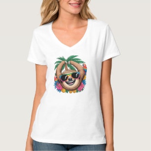 Kawaii Tropischer Faultier – Süße Sommer Stimmung T-Shirt