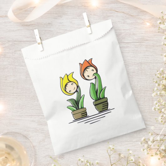 Kawaii Tulip Friends in Pots Favor Bag Geschenktütchen (Ausgeschnitten)