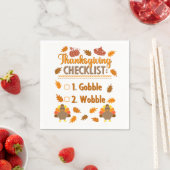 Kawaii Turkey Checklist Gobble Wobble Ugly Sweater Serviette (Beispiel)