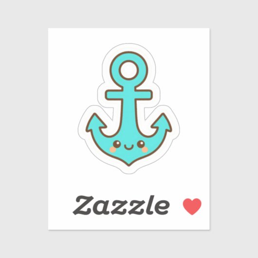 Kawaii Türkis Anchor - Whimsical & Cheerful Aufkleber (Blatt)
