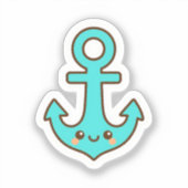 Kawaii Türkis Anchor - Whimsical & Cheerful Aufkleber (Vorderseite)