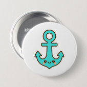 Kawaii Türkis Anchor - Whimsical & Cheerful Button (Vorne & Hinten)
