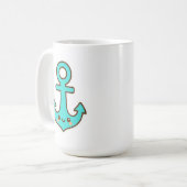Kawaii Türkis Anchor - Whimsical & Cheerful Kaffeetasse (Vorderseite Links)