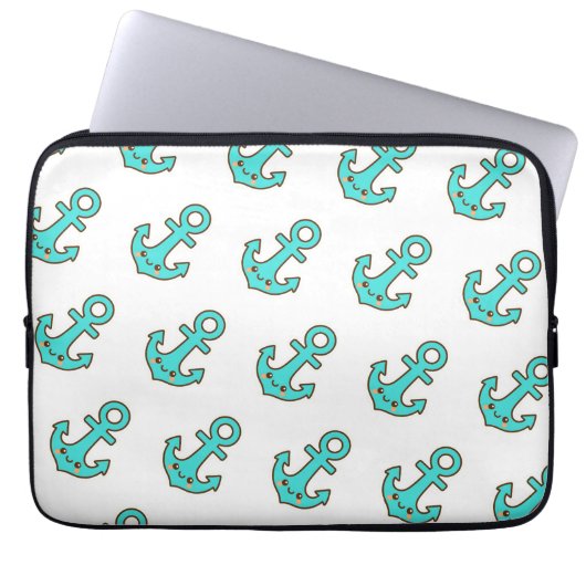 Kawaii Türkis Anchor - Whimsical & Cheerful Laptopschutzhülle (Vorderseite)