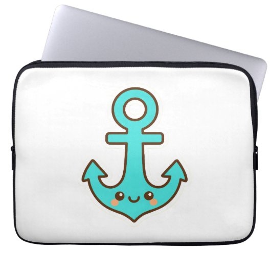 Kawaii Türkis Anchor - Whimsical & Cheerful Laptopschutzhülle (Vorderseite)