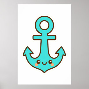 Kawaii Türkis Anchor - Whimsical & Cheerful Poster