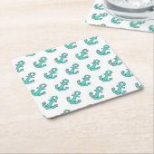 Kawaii Türkis Anchor - Whimsical & Cheerful Rechteckiger Pappuntersetzer (angewinkelt)