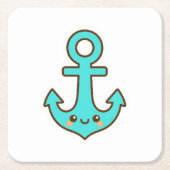 Kawaii Türkis Anchor - Whimsical & Cheerful Rechteckiger Pappuntersetzer (Vorderseite)