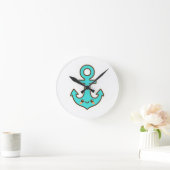 Kawaii Türkis Anchor - Whimsical & Cheerful Runde Wanduhr (Zuhause)
