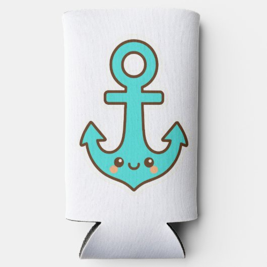 Kawaii Türkis Anchor - Whimsical & Cheerful Selters Dosenkühler (Vorderseite)