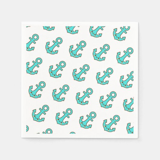 Kawaii Türkis Anchor - Whimsical & Cheerful Serviette (Vorderseite)