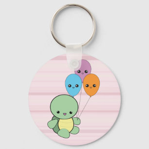 Kawaii Turtle mit Balloons Schlüsselanhänger