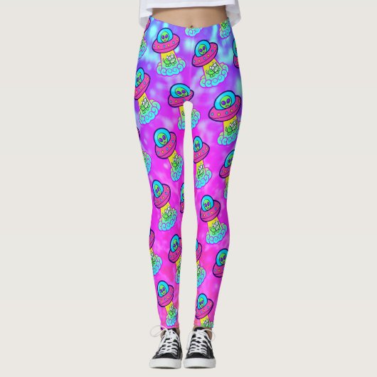 Kawaii Uchuu Kei Niedlich Ufo Leggings (Vorderseite)