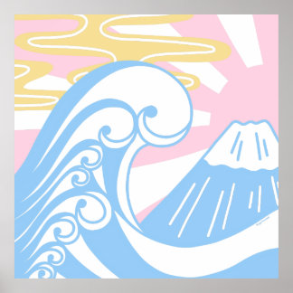 Kawaii Ukiyoe in Pastellfarben Poster