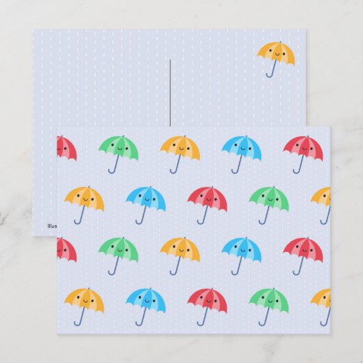 Kawaii Umbrellas Postkarte (Vorne/Hinten)
