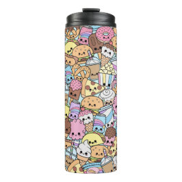 Kawaii ungesunde Fertigkost Munchies Muster Thermosbecher