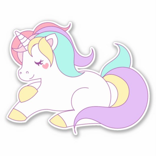 Kawaii Unicorn Aufkleber (Vorderseite)