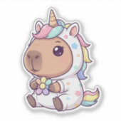 Kawaii Unicorn Capybara Aufkleber (Vorderseite)