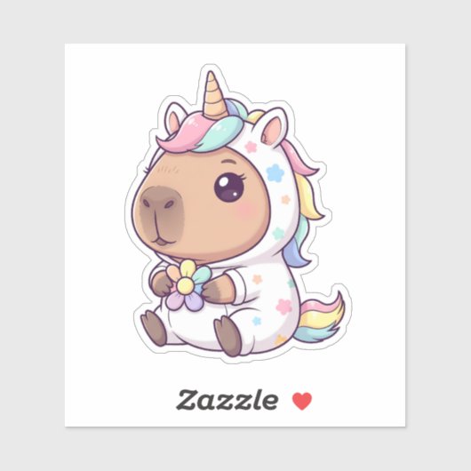 Kawaii Unicorn Capybara Aufkleber (Blatt)