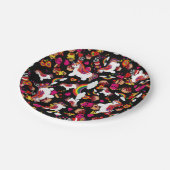 Kawaii Unicorn Cupcake Doodles Personalisiert Pappteller (Schrägansicht)