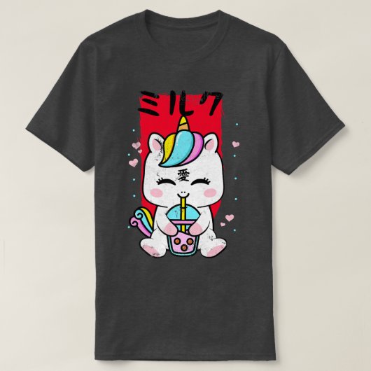 Kawaii Unicorn Drinken Erdbeere Milchblase Tee (Design vorne)