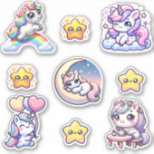 Kawaii Unicorn Fantasy Sticker Pack (Vorderseite)