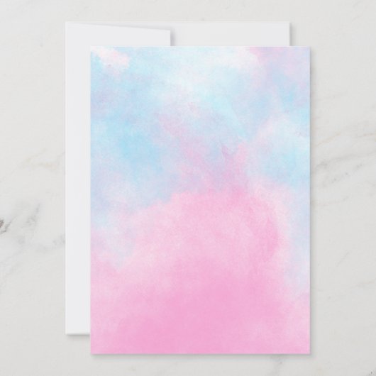 Kawaii Unicorn Rainbow Pink Blue Birthday Einladung (Rückseite)