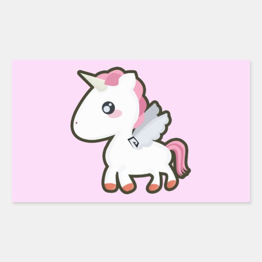 Kawaii Unicorn Rechteckiger Aufkleber (Vorderseite)