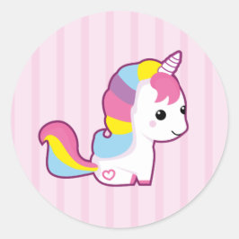 Kawaii Unicorn Runder Aufkleber