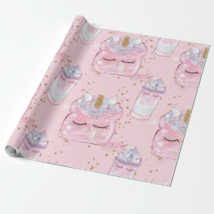 Kawaii Unicorn Toast & Milkshake - Pastel Geschenkpapier