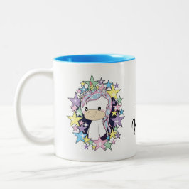 Kawaii Unicorn und Sterne niedliche Zwei-Ton Tasse