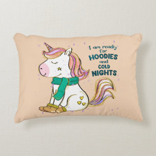 Kawaii Unicorn Winter und Feiertage Dekokissen