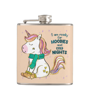 Kawaii Unicorn Winter und Feiertage Flachmann