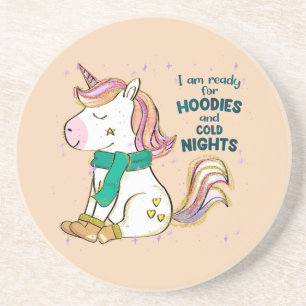 Kawaii Unicorn Winter und Feiertage Getränkeuntersetzer