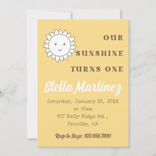 Kawaii Unser Sonnenscheinmädchen zum ersten Geburt Einladung (Vorderseite)