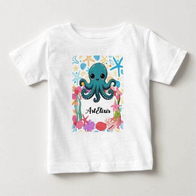 Kawaii unter dem Meeresottopus Baby T-shirt (Vorderseite)