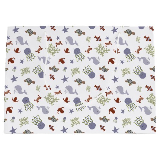 Kawaii unter der Sea Baby Shower Neutral Große Geschenktüte (Vorderseite)