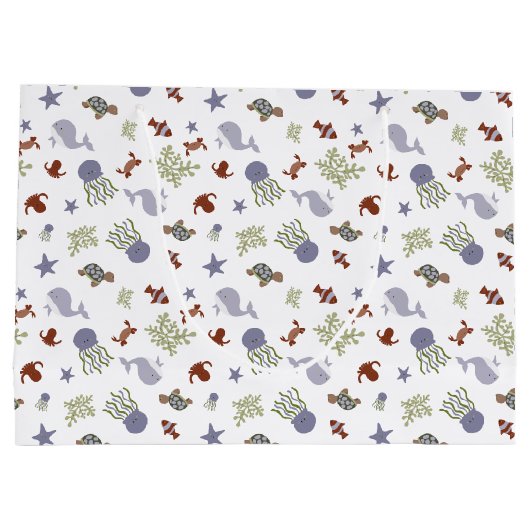 Kawaii unter der Sea Baby Shower Neutral Große Geschenktüte (Rückseite)