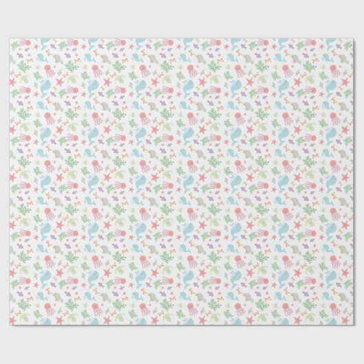 Kawaii unter der Sea Baby Shower Neutral Pastel Geschenkpapier (Flach)