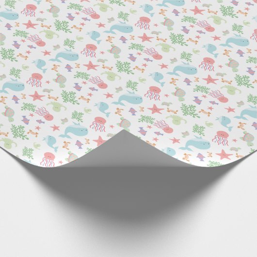 Kawaii unter der Sea Baby Shower Neutral Pastel Geschenkpapier (Ecke)