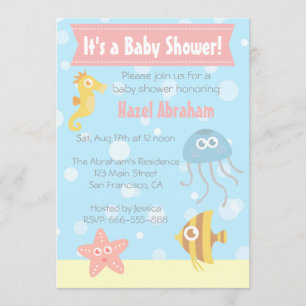 Kawaii Unterwasser-Themen-Einladung zur Babyparty Einladung