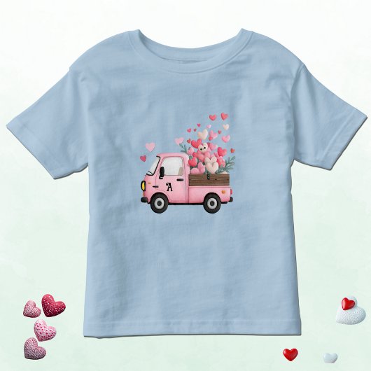 Kawaii Valentine Truck with Monogram Kleinkind T-shirt