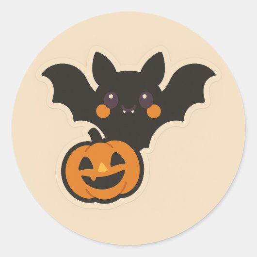 Kawaii Vampire Bat Neon Halloween Sticker (Vorderseite)