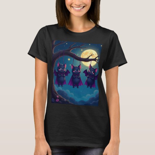 Kawaii Vampire Bats am 🌙 🦇 T-Shirt (Vorderseite)