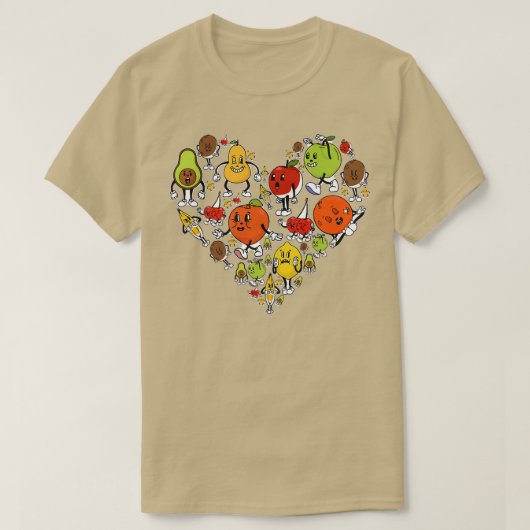 Kawaii Veganes vegetarisches Herz Obst T-Shirt (Design vorne)